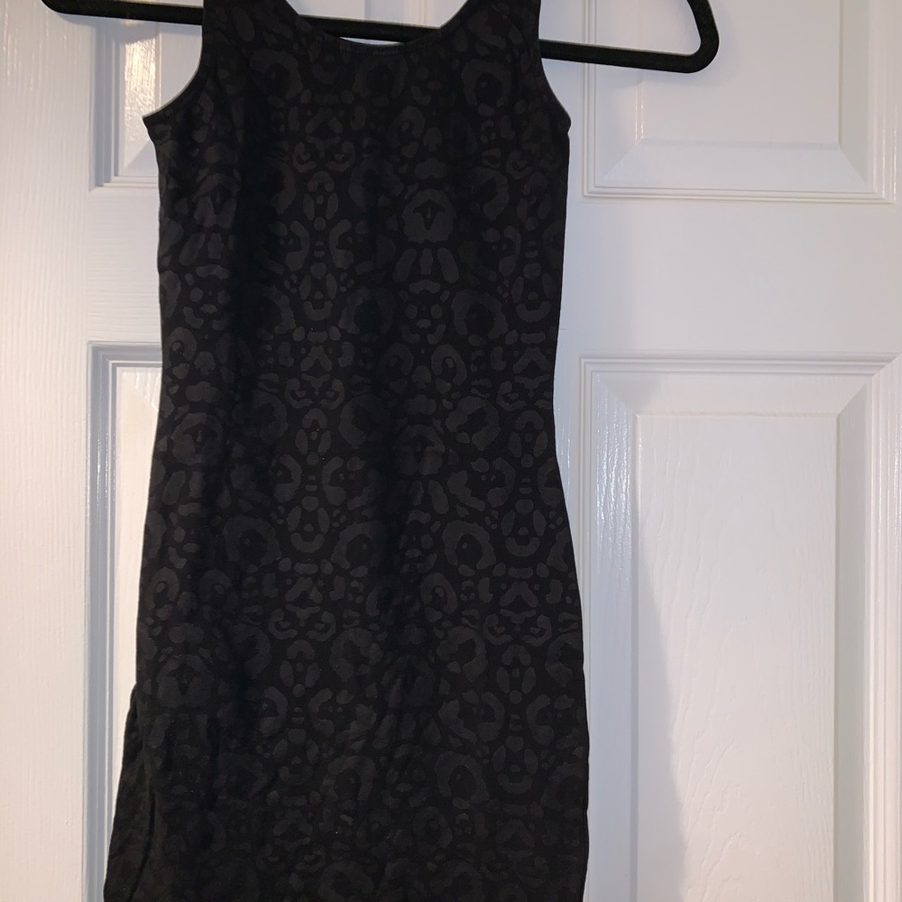 Leopard print and solid mini dress